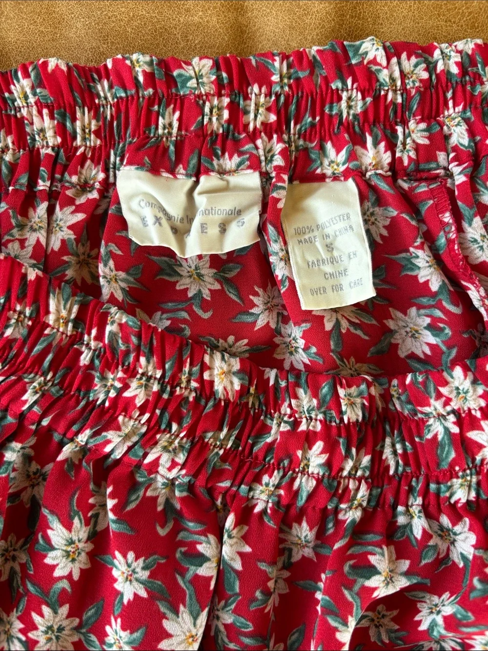 Express Red Floral Tiered Women’s Skirt - Picture 2 of 2